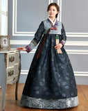 Custom Mother-of-the-Bride Hanbok: Gray Top Slate Skirt