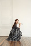 Women's Modern Hanbok: London Fog Lace and Floral Skirt
