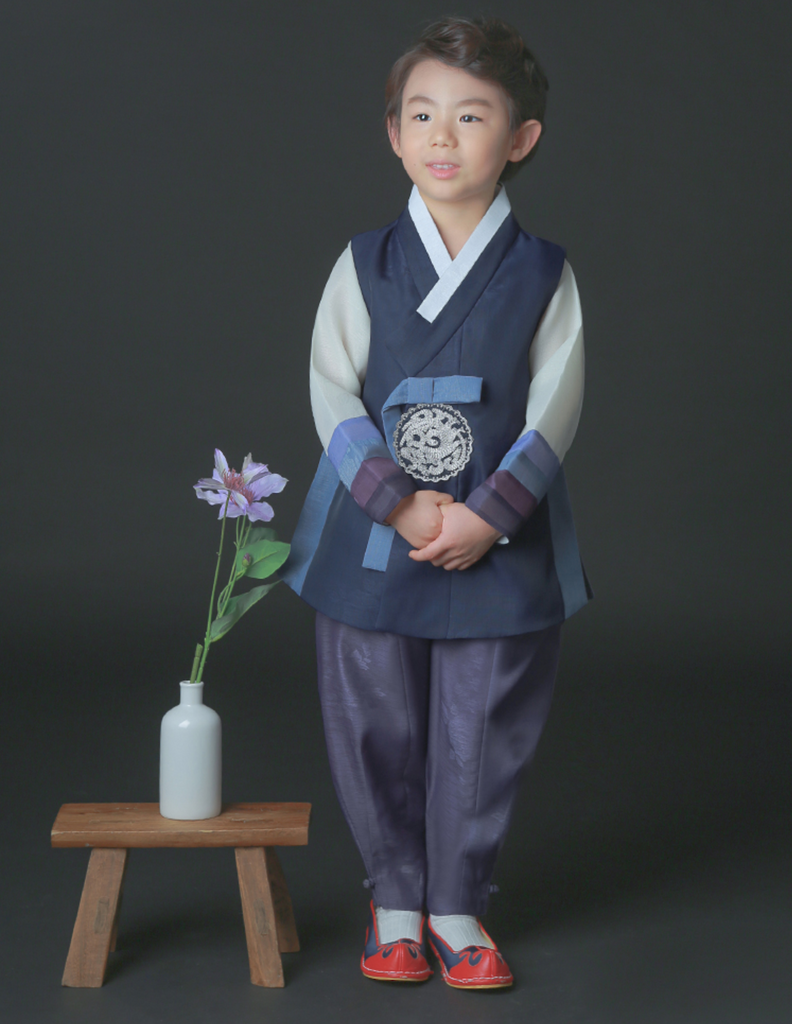 Boy's Korean Hanbok: Little Prince in Shades of Navy