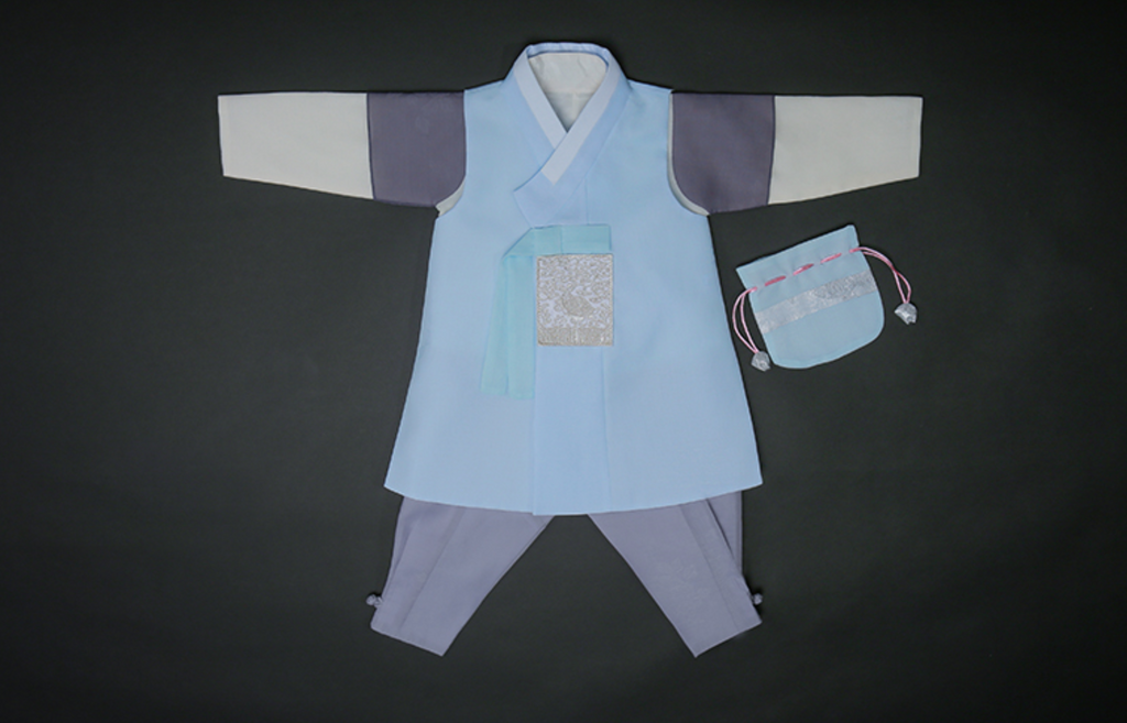 Boy's Korean Hanbok: Sky Blue Scholar Robes