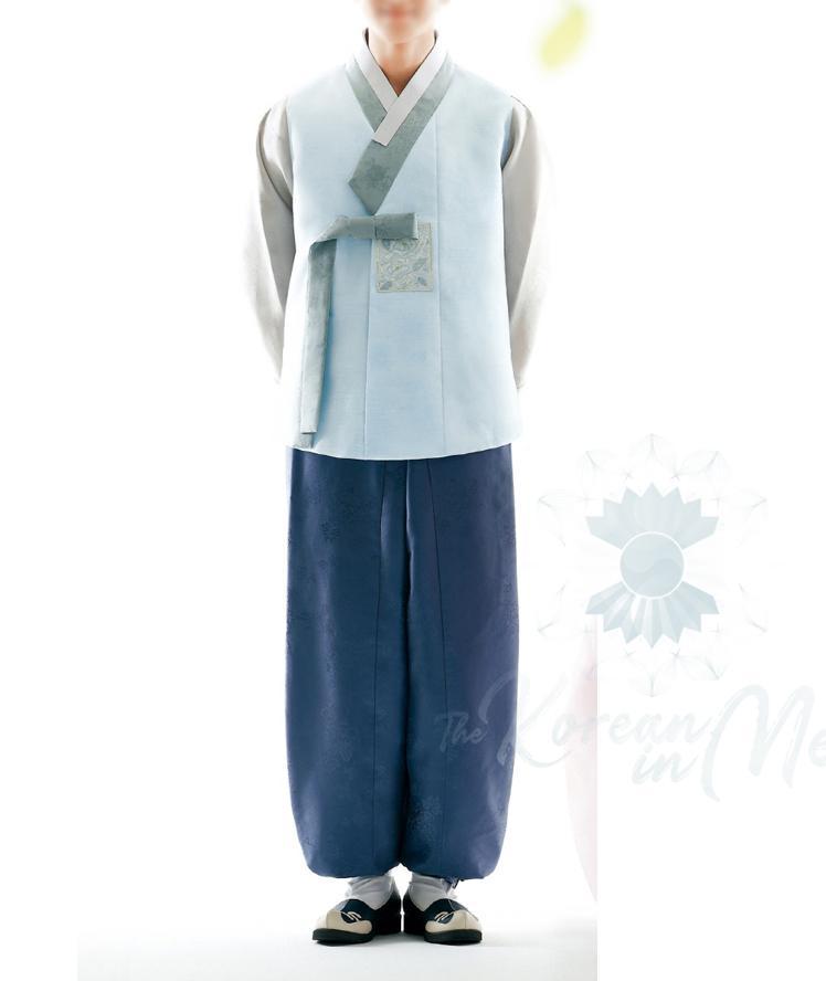 Custom grooms hanbok blue top and blue pants