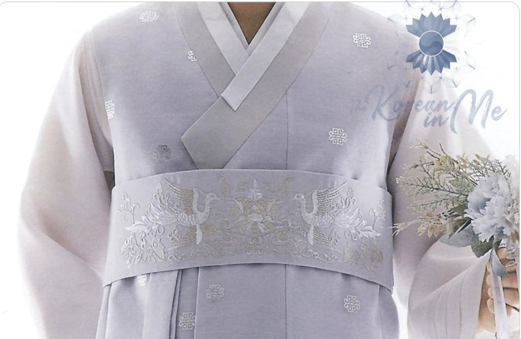 Custom grooms hanbok pastel lilac top closeup