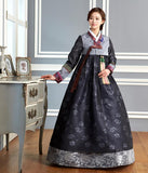 Custom Mother-of-the-Bride Hanbok: Gray Top Slate Skirt-The Korean In Me