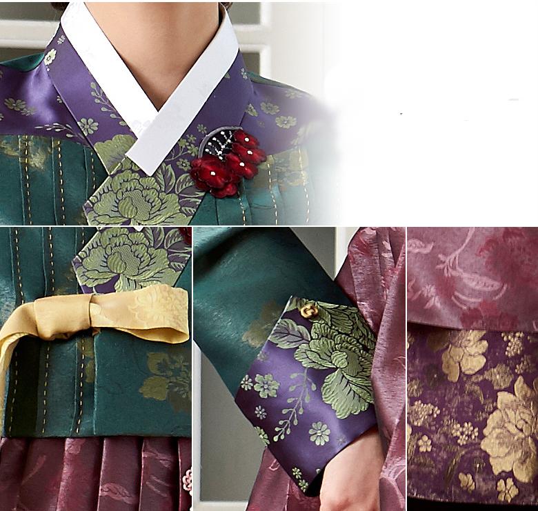 Custom Mother-of-the-Bride Hanbok: Royal Green Top Purple Skirt-The Korean In Me