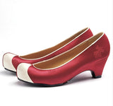 Women's Hanbok Flower Shoes - Red Satin