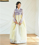 Women's Korean Hanbok: Butterfly Top Gold Skirt