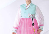 Women's Korean Hanbok: Powder Blue Top Pink Skirt-The Korean In Me