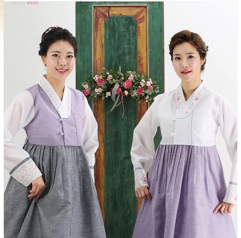 Women's Korean Hanbok: Purple Top Gray Skirt-The Korean In Me