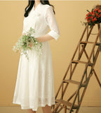 Women's Modern Hanbok: Cream Lace Dress-The Korean In Me