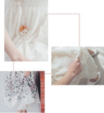 Women's Modern Hanbok: Cream Lace Dress with Soft Floral Print Skirt-The Korean In Me