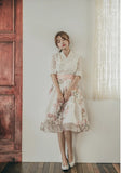 Women's Modern Hanbok: Lace Top with Pastel Peony Skirt-The Korean In Me
