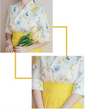 Women's Modern Hanbok: Sunny Spring Top with Yellow Tulle Skirt-The Korean In Me