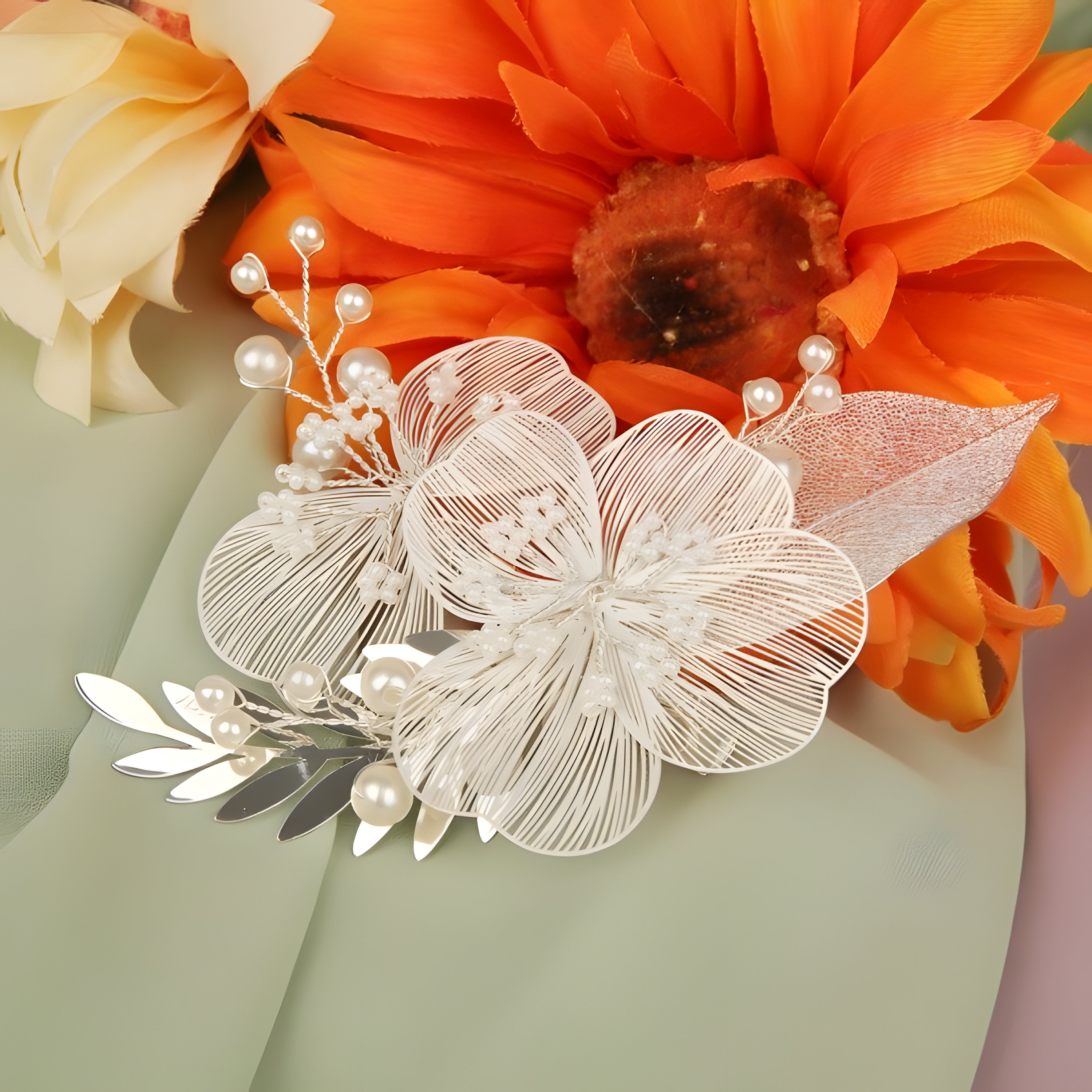 The White Flower Silver Clip