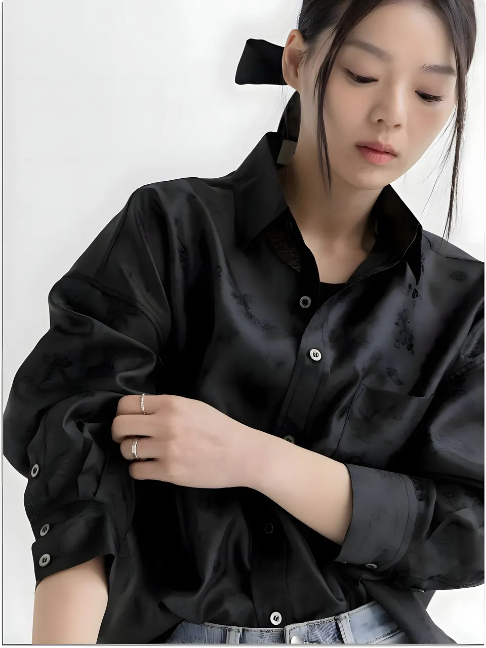 The Sipjangsaeng Shirt (Black), shirt from the collection, product photograph