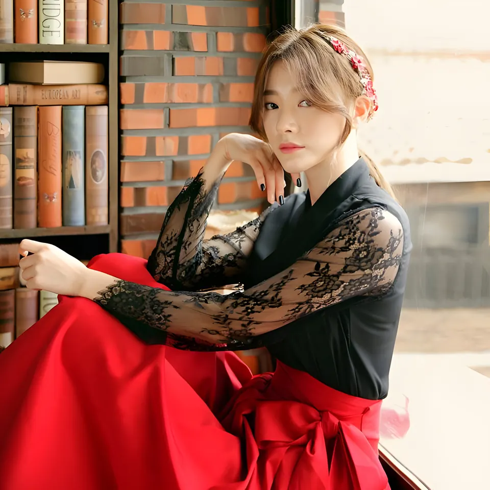The Bamhaneul Lace Blouse, blouse from the collection, product photograph