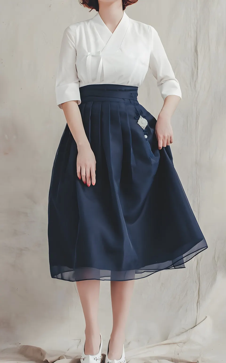 The Mulmosi Wrap Chima (Navy), skirt from the collection, product photograph
